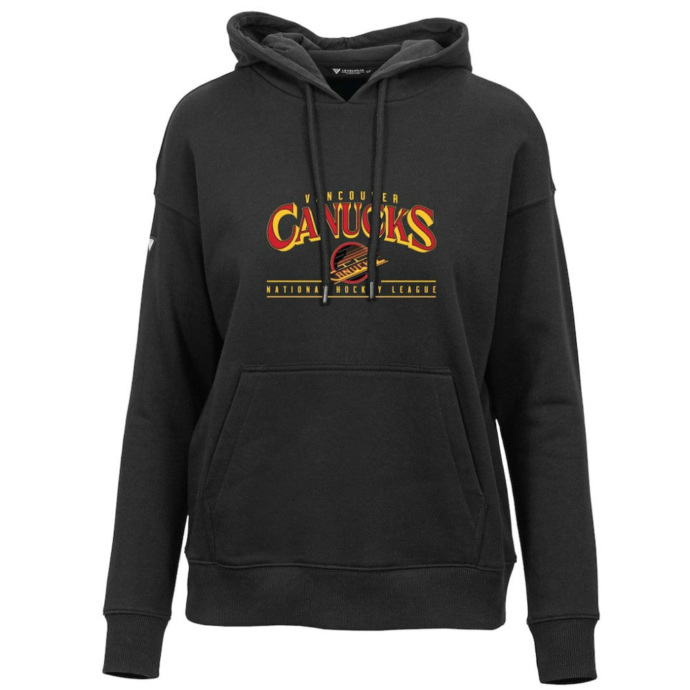 Vancouver Canucks Levelwear Women's Retro Adorn Spellout Pullover Hoodie Black