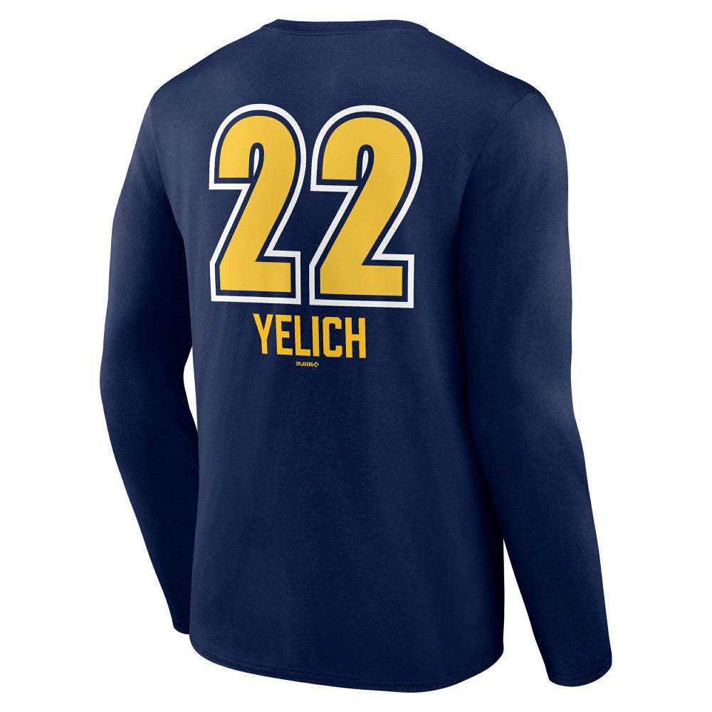 Christian Yelich Milwaukee Brewers Name & Number Fastball Long Sleeve T-Shirt Navy