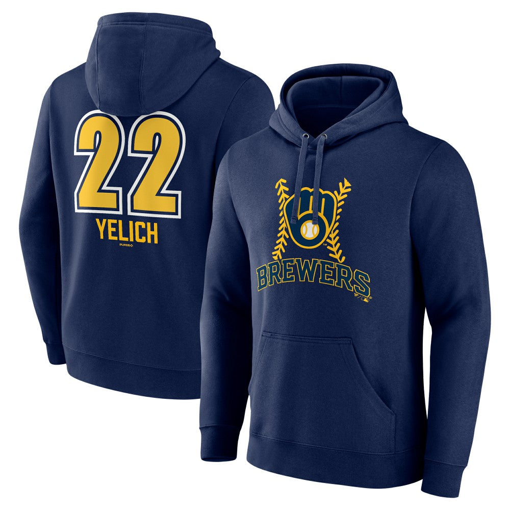 Christian Yelich Milwaukee Brewers Name & Number Fastball Pullover Hoodie Navy