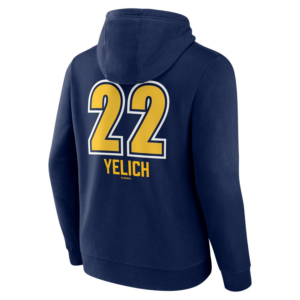 Christian Yelich Milwaukee Brewers Name & Number Fastball Pullover Hoodie Navy