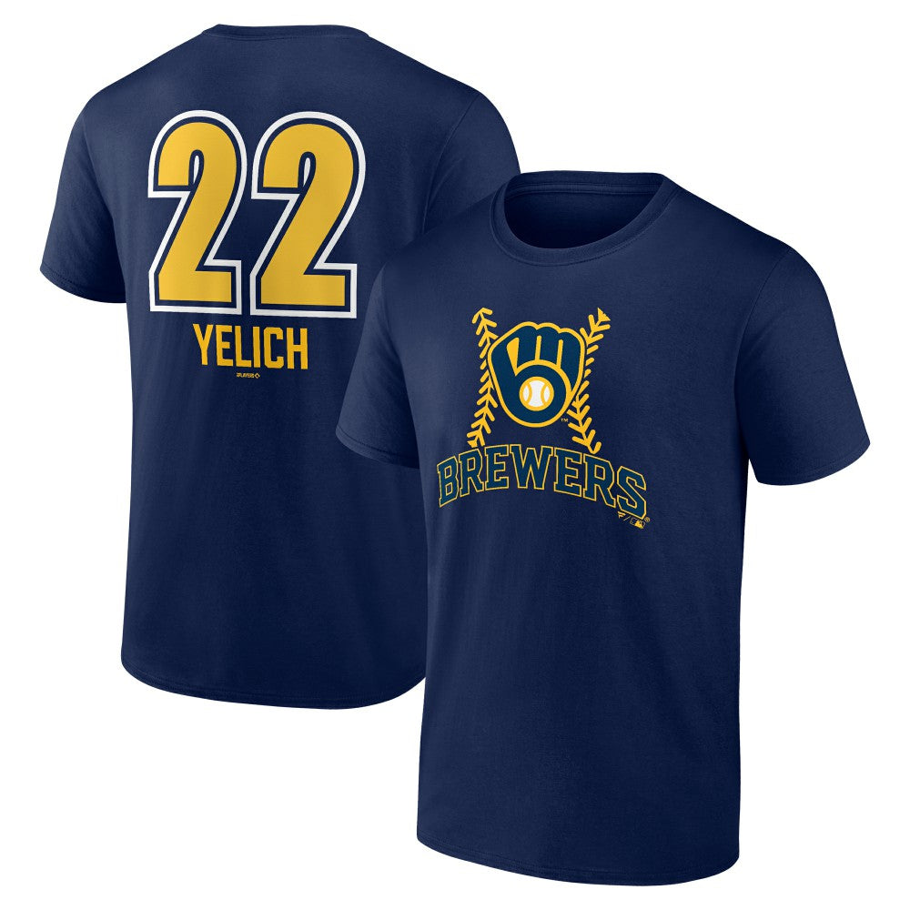 Christian Yelich Milwaukee Brewers Name & Number Fastball T-Shirt Navy