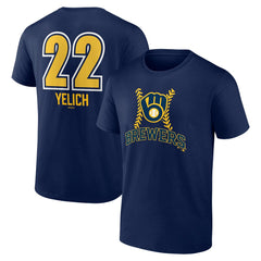 Christian Yelich Milwaukee Brewers Name & Number Fastball T-Shirt Navy