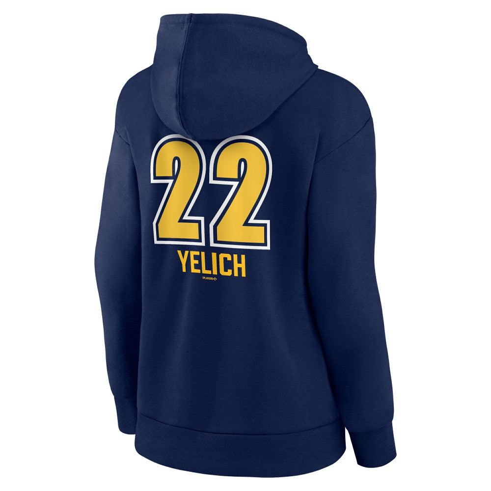Christian Yelich Milwaukee Brewers Women's Name & Number Fastball Pullover Hoodie Navy