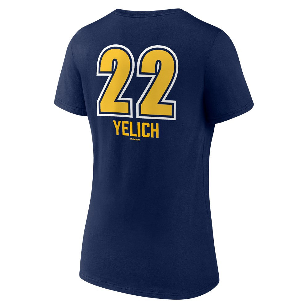 Christian Yelich Milwaukee Brewers Women's Name & Number Fastball V-Neck T-Shirt Navy