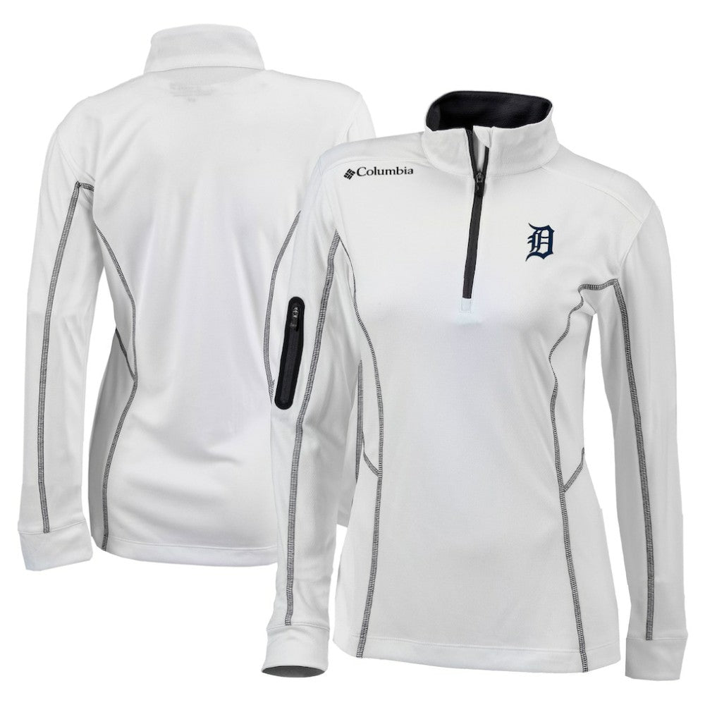 Detroit Tigers Women's Omni-Wick Shotgun Quarter-Zip Pullover Top White | Columbia