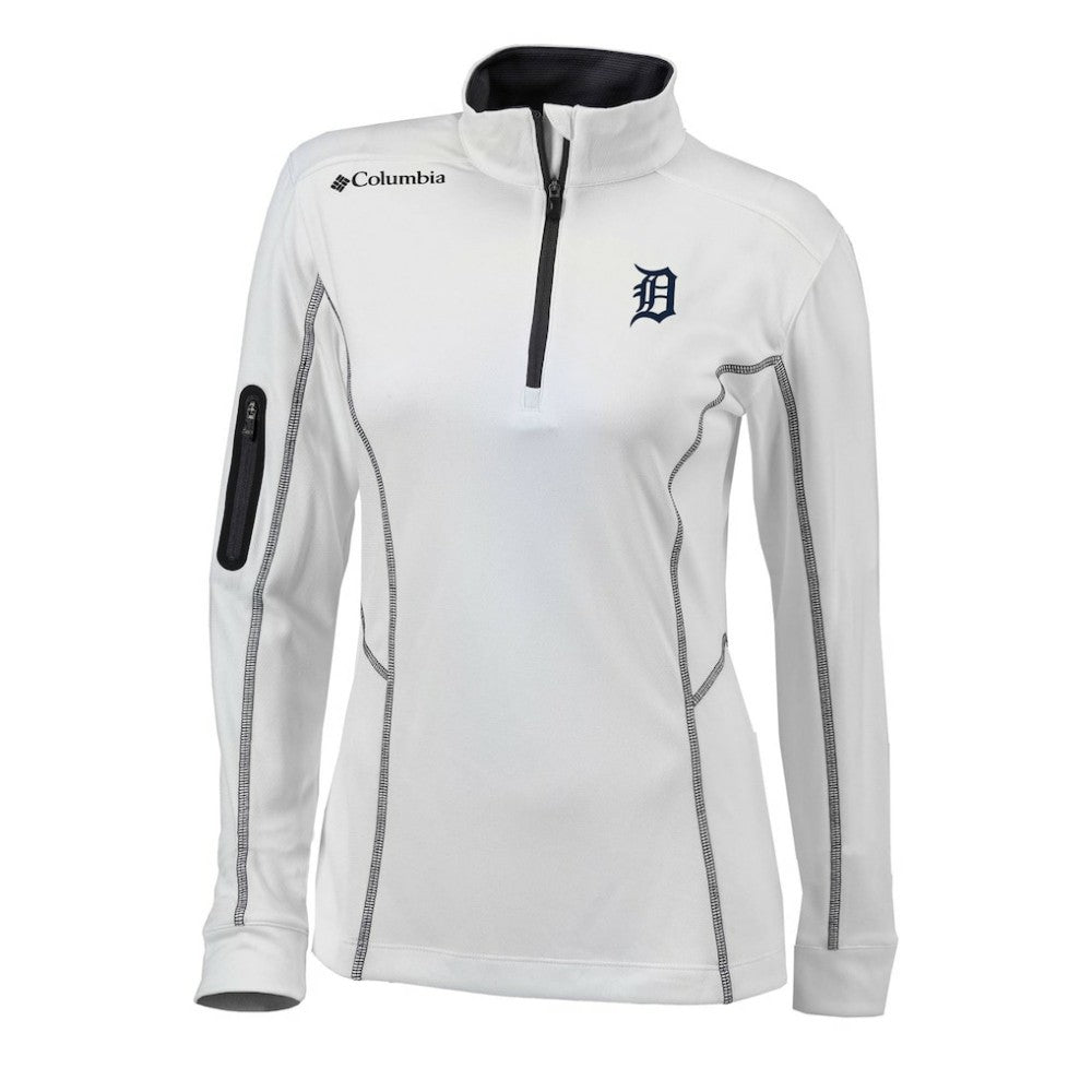 Detroit Tigers Women's Omni-Wick Shotgun Quarter-Zip Pullover Top White | Columbia