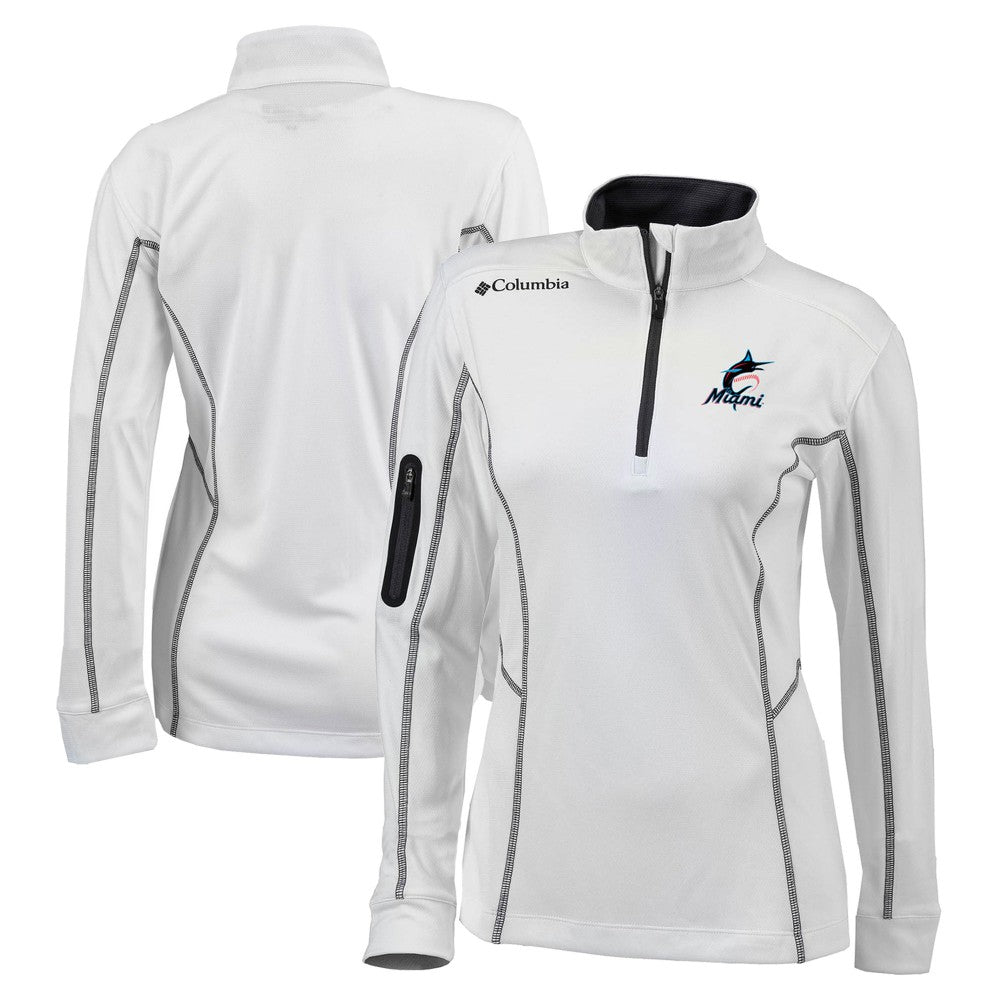 Miami Marlins Women's Omni-Wick Shotgun Quarter-Zip Pullover Top White | Columbia