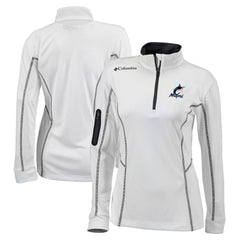 Miami Marlins Women's Omni-Wick Shotgun Quarter-Zip Pullover Top White | Columbia
