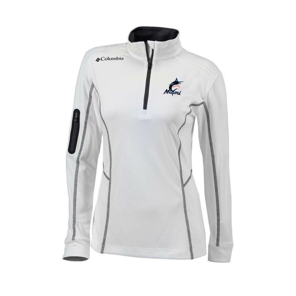 Miami Marlins Women's Omni-Wick Shotgun Quarter-Zip Pullover Top White | Columbia