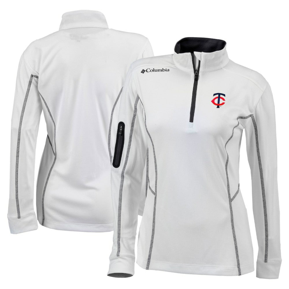 Minnesota Twins Women's Omni-Wick Shotgun Quarter-Zip Pullover Top White | Columbia