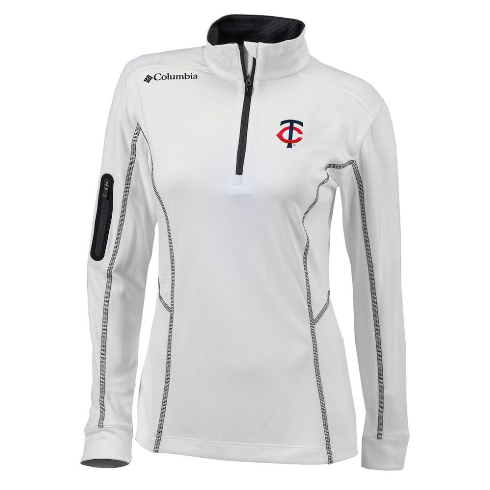 Minnesota Twins Women's Omni-Wick Shotgun Quarter-Zip Pullover Top White | Columbia