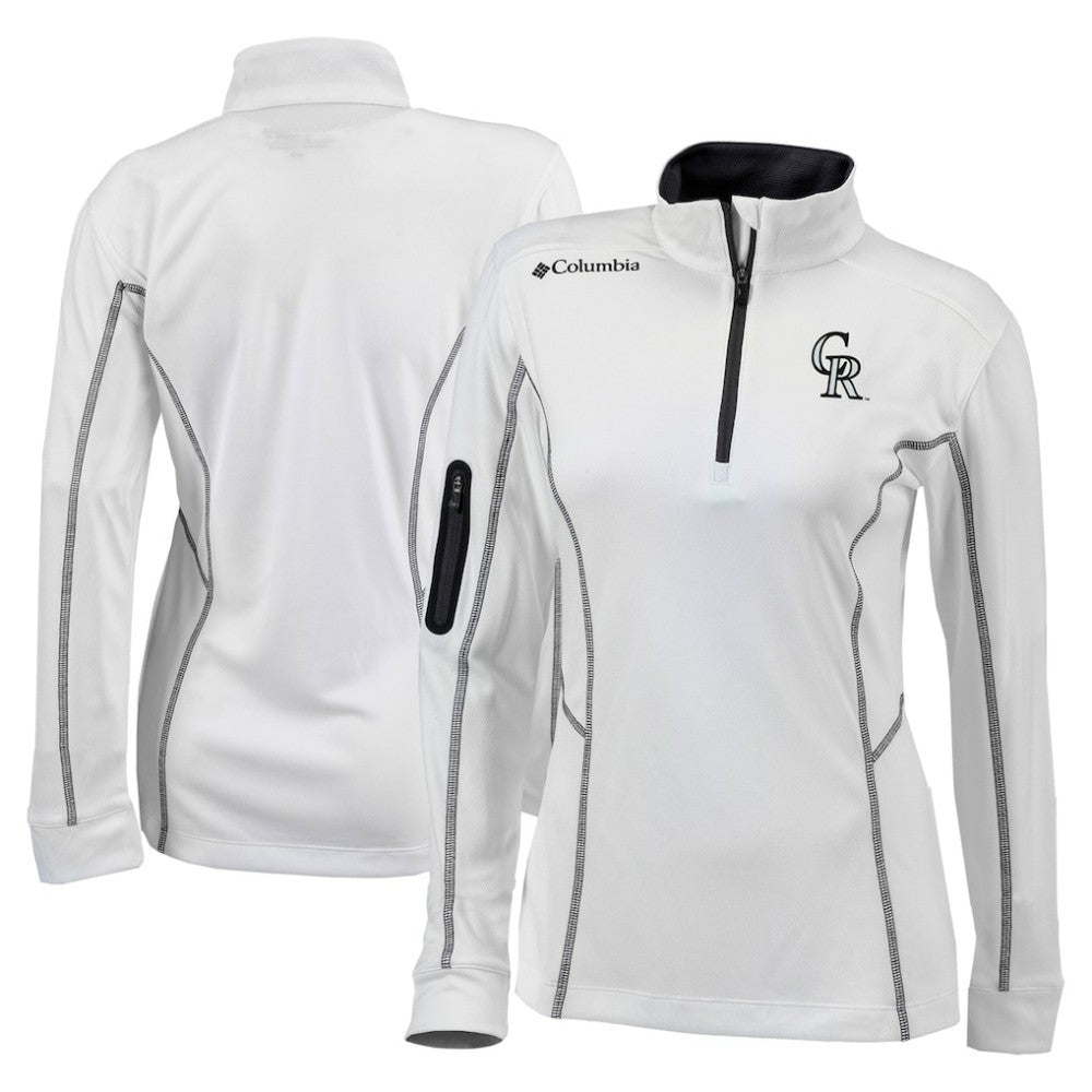 Colorado Rockies Women's Omni-Wick Shotgun Quarter-Zip Pullover Top White | Columbia