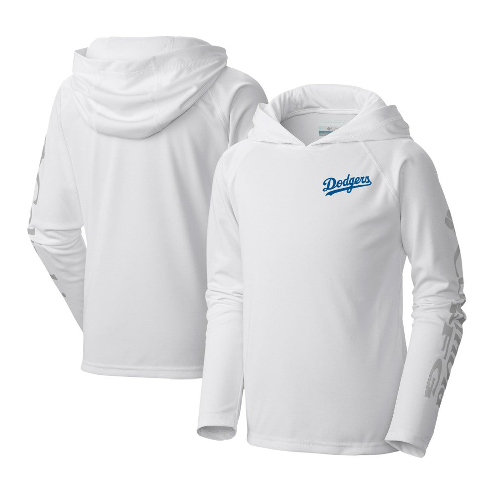 Los Angeles Dodgers Youth Terminal Tackle Long Sleeve Hoodie T-Shirt White | Columbia