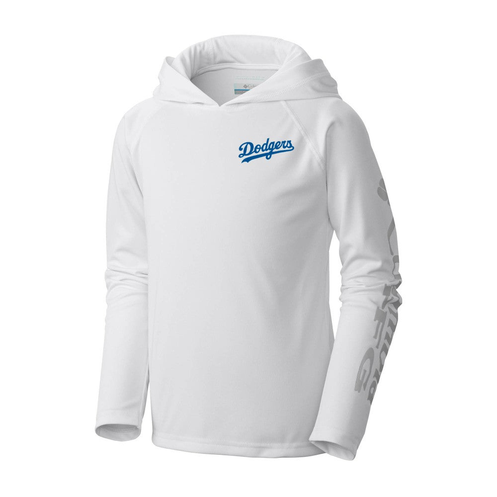 Los Angeles Dodgers Youth Terminal Tackle Long Sleeve Hoodie T-Shirt White | Columbia