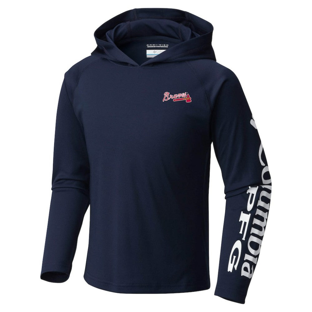 Atlanta Braves Youth Terminal Tackle Long Sleeve Hoodie T-Shirt Navy | Columbia