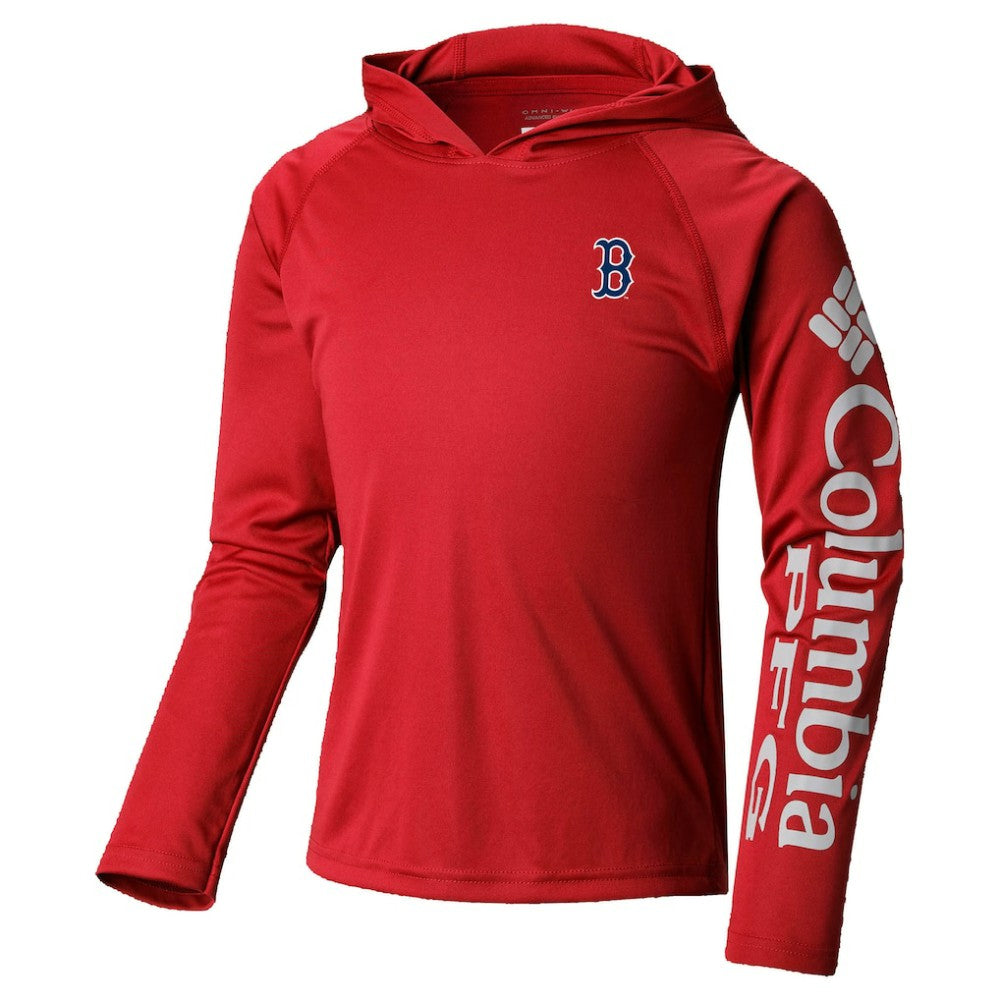 Boston Red Sox Youth Terminal Tackle Long Sleeve Hoodie T-Shirt Red | Columbia