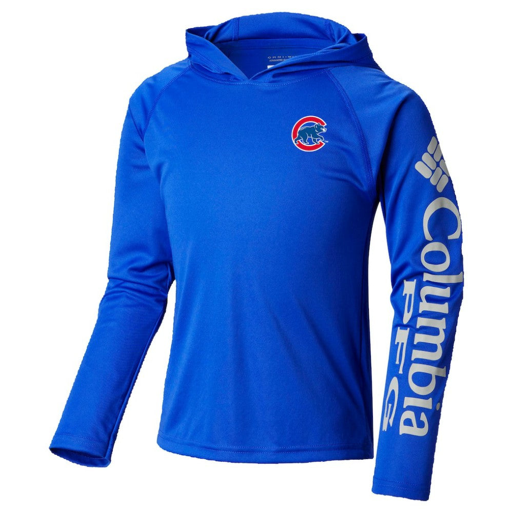 Chicago Cubs Youth Terminal Tackle Long Sleeve Hoodie T-Shirt Royal | Columbia