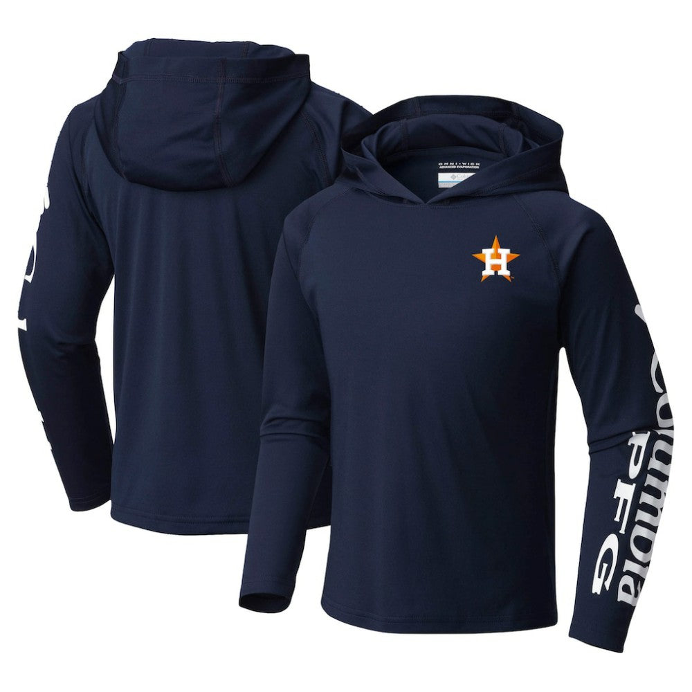 Houston Astros Youth Terminal Tackle Long Sleeve Hoodie T-Shirt Navy | Columbia