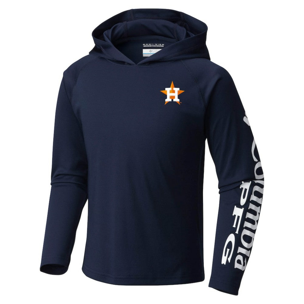 Houston Astros Youth Terminal Tackle Long Sleeve Hoodie T-Shirt Navy | Columbia