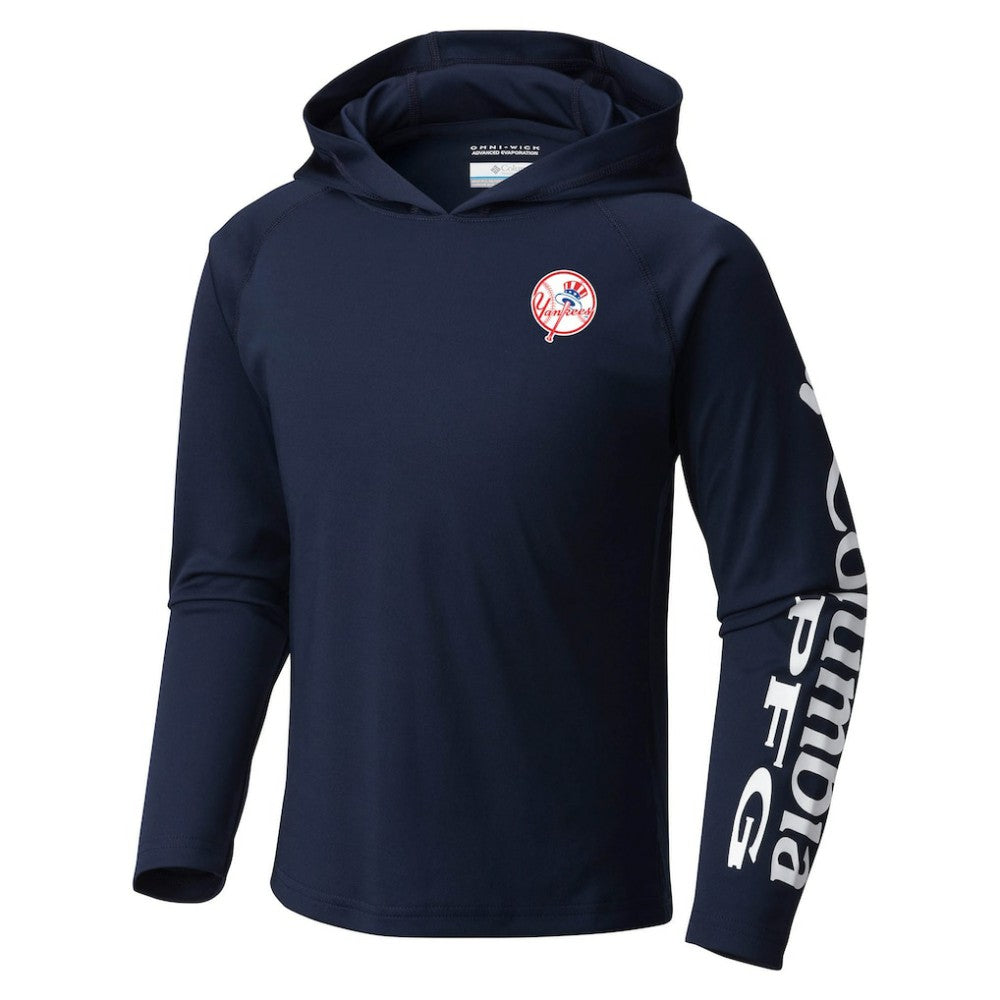 New York Yankees Youth Terminal Tackle Long Sleeve Hoodie T-Shirt Navy | Columbia