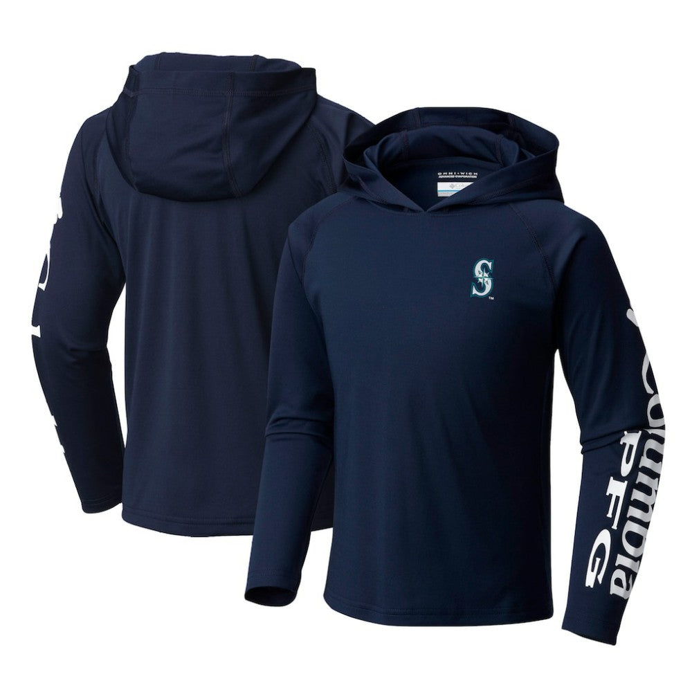 Seattle Mariners Youth Terminal Tackle Long Sleeve Hoodie T-Shirt Navy | Columbia