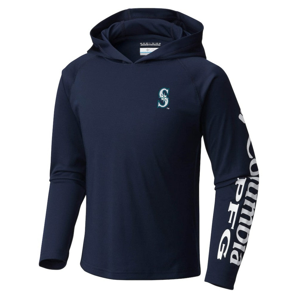 Seattle Mariners Youth Terminal Tackle Long Sleeve Hoodie T-Shirt Navy | Columbia