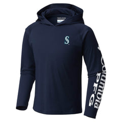 Seattle Mariners Youth Terminal Tackle Long Sleeve Hoodie T-Shirt Navy | Columbia