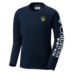 Milwaukee Brewers Youth Terminal Tackle Long Sleeve T-Shirt Navy | Columbia
