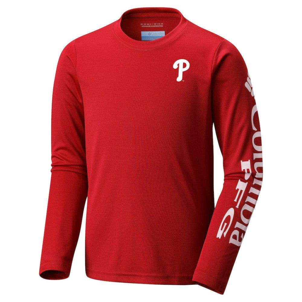 Philadelphia Phillies Youth Terminal Tackle Long Sleeve T-Shirt Red | Columbia