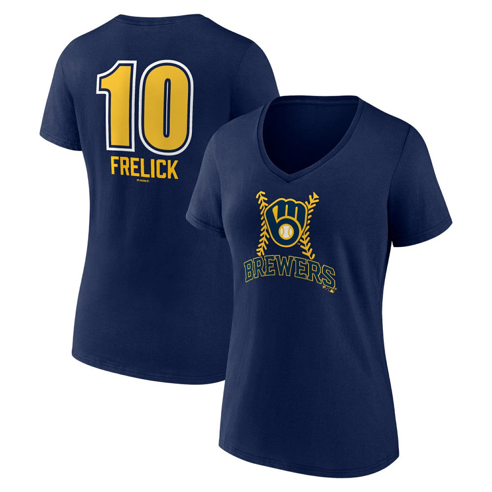 Sal Frelick Milwaukee Brewers Women's Name & Number Fastball V-Neck T-Shirt Navy