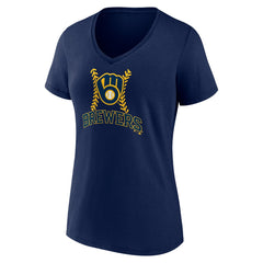 Sal Frelick Milwaukee Brewers Women's Name & Number Fastball V-Neck T-Shirt Navy