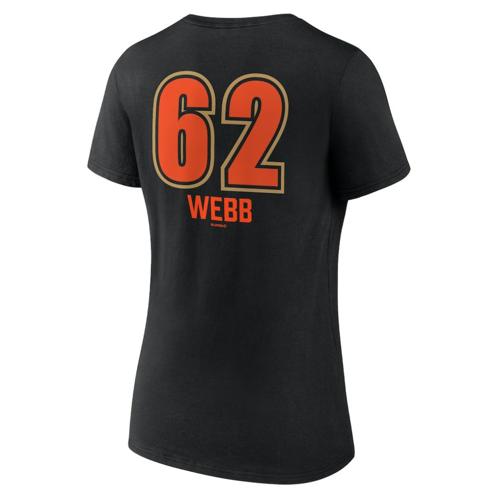 Logan Webb San Francisco Giants Women's Name & Number Fastball V-Neck T-Shirt Black