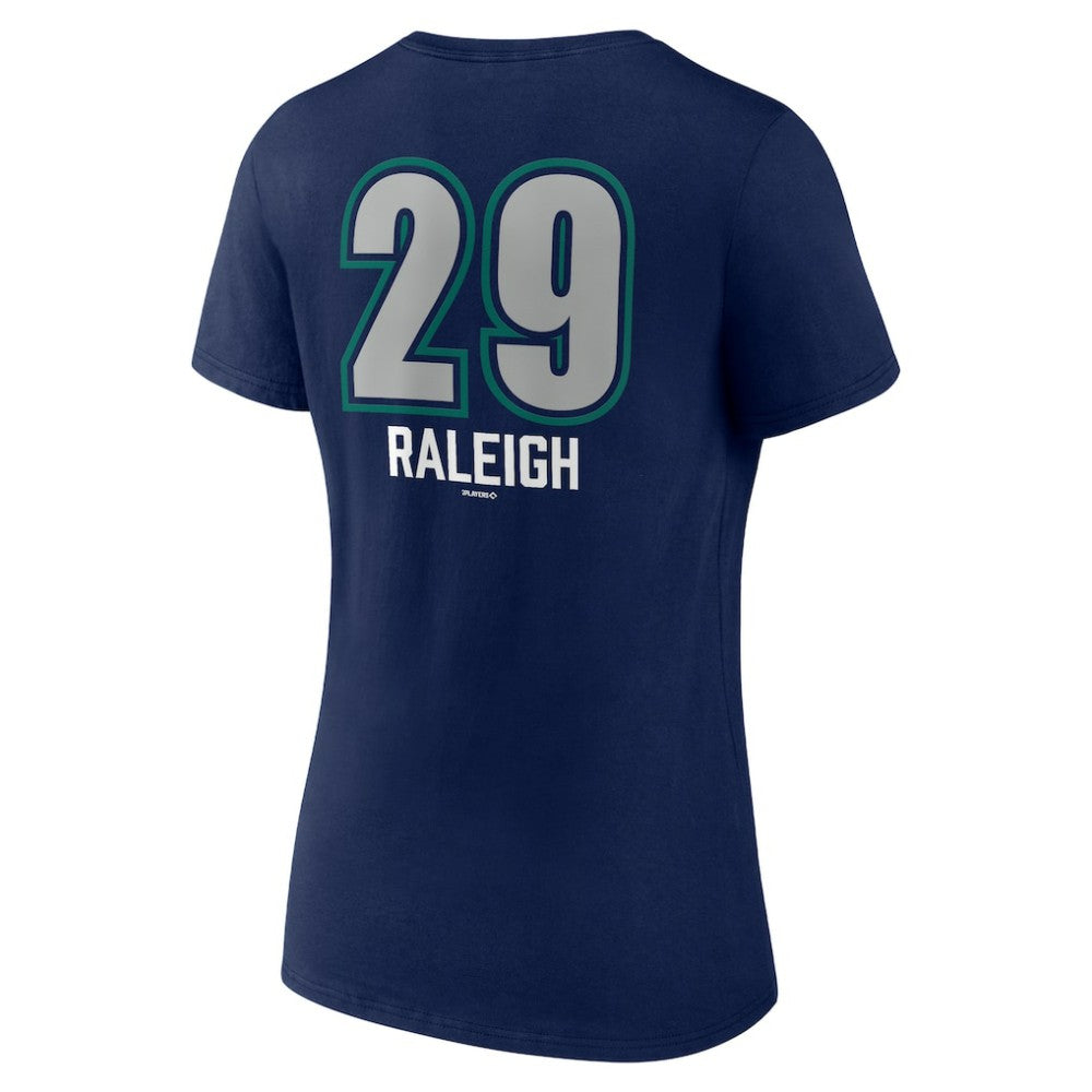 Cal Raleigh Seattle Mariners Women's Name & Number Fastball V-Neck T-Shirt Navy