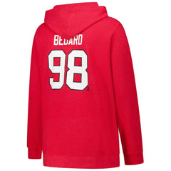 Connor Bedard Chicago Blackhawks Profile Women's Plus Size Name & Number Thermal Pullover Hoodie Red