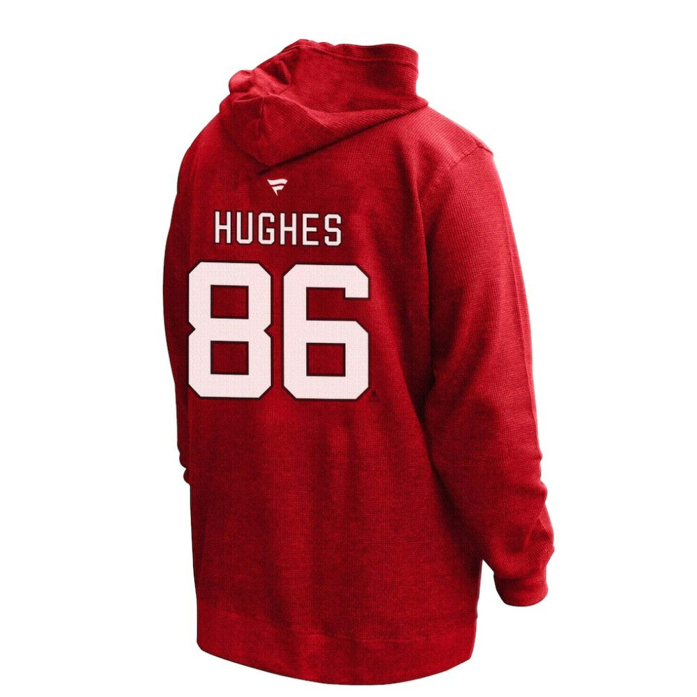 Jack Hughes New Jersey Devils Profile Women's Plus Size Name & Number Thermal Pullover Hoodie Red