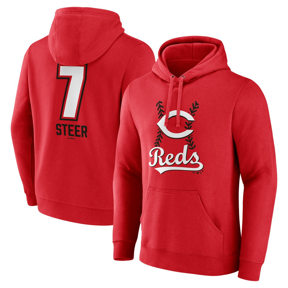 Spencer Steer Cincinnati Reds Name & Number Fastball Pullover Hoodie Red