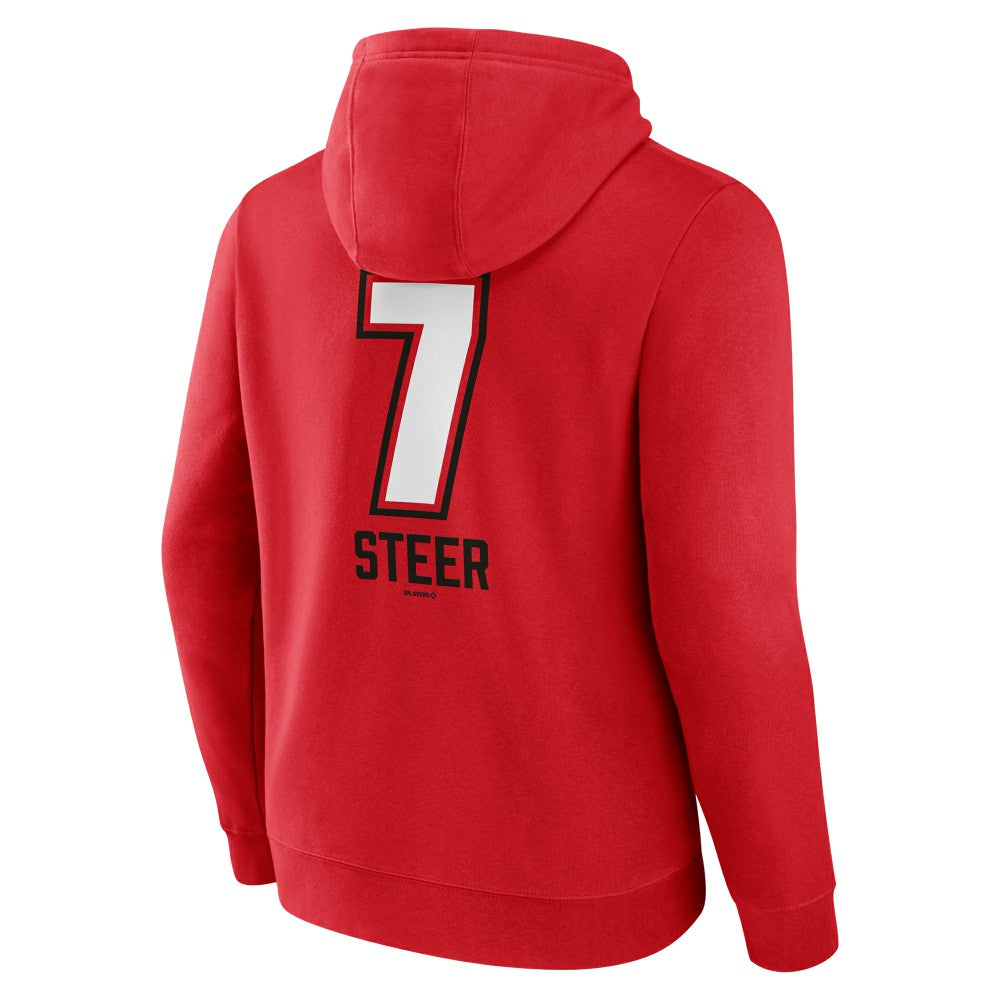 Spencer Steer Cincinnati Reds Name & Number Fastball Pullover Hoodie Red