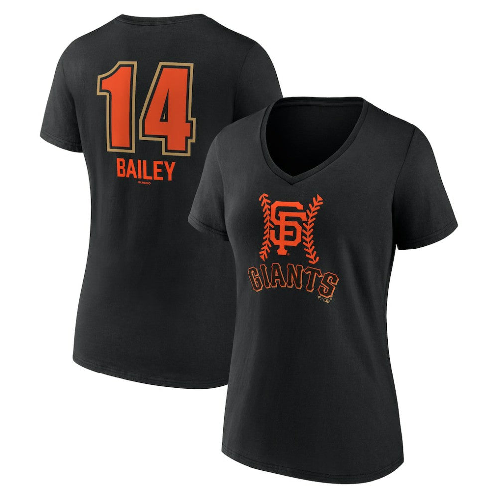 Patrick Bailey San Francisco Giants Women's Name & Number Fastball V-Neck T-Shirt Black