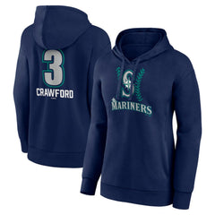 J.P. Crawford Seattle Mariners Women's Name & Number Fastball Pullover Hoodie Navy