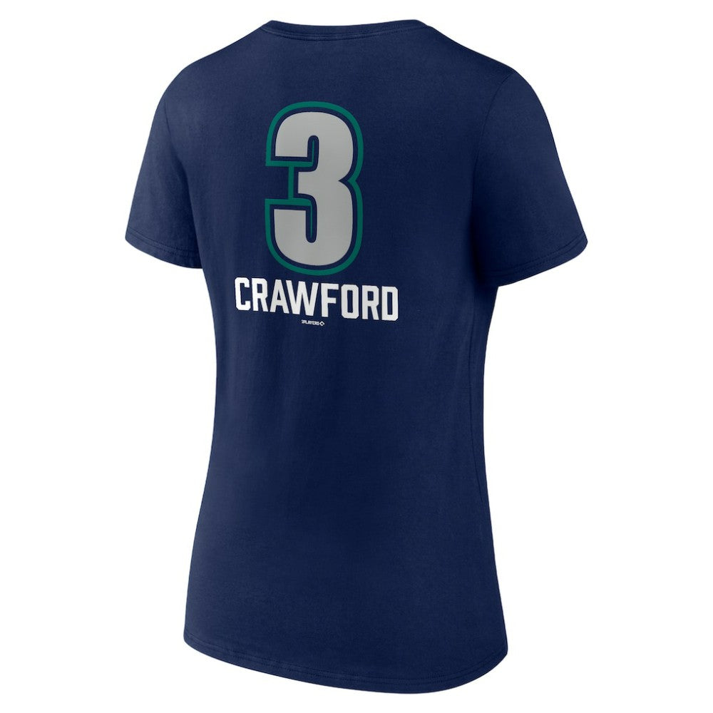 J.P. Crawford Seattle Mariners Women's Name & Number Fastball V-Neck T-Shirt Navy