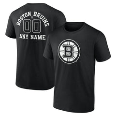 Boston Bruins Personalized Name & Number Monochrome T-Shirt Black