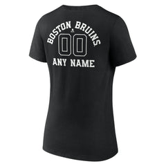 Boston Bruins Women's Personalized Name & Number Monochrome V-Neck T-Shirt Black