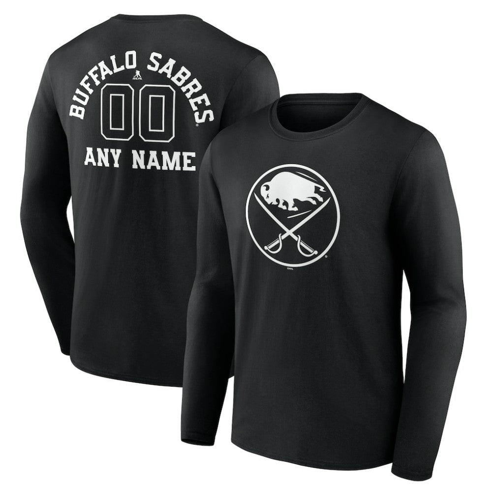 Buffalo Sabres Personalized Name & Number Monochrome Long Sleeve T-Shirt Black