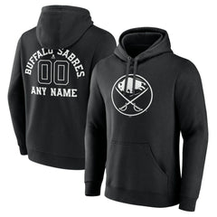Buffalo Sabres Personalized Name & Number Monochrome Pullover Hoodie Black