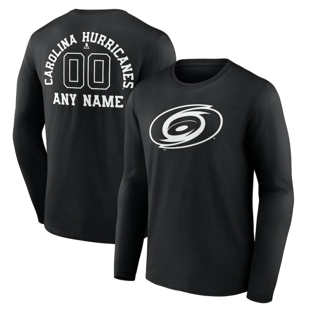 Carolina Hurricanes Personalized Name & Number Monochrome Long Sleeve T-Shirt Black