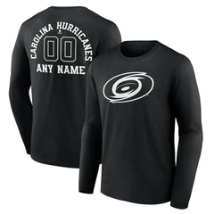 Carolina Hurricanes Personalized Name & Number Monochrome Long Sleeve T-Shirt Black