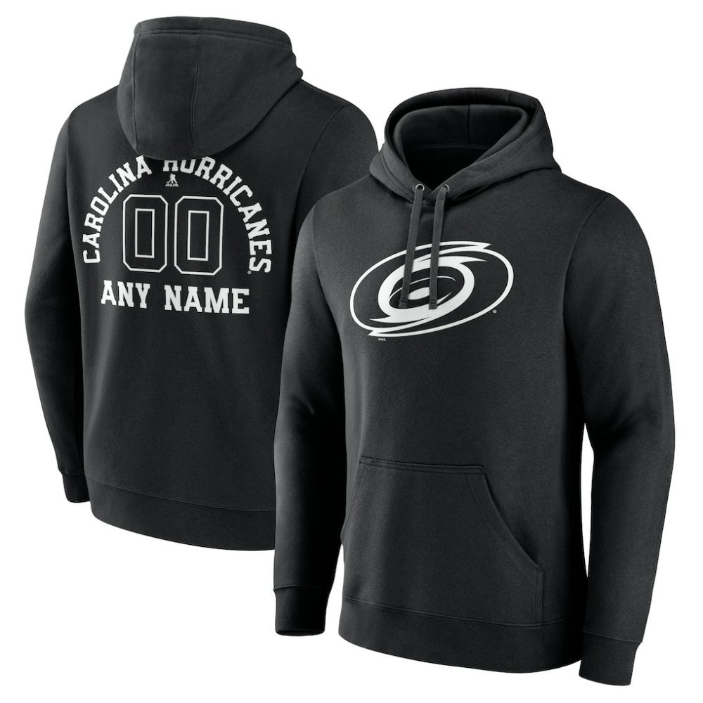 Carolina Hurricanes Personalized Name & Number Monochrome Pullover Hoodie Black