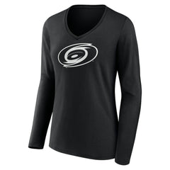 Carolina Hurricanes Women's Personalized Name & Number Monochrome Long Sleeve V-Neck T-Shirt Black