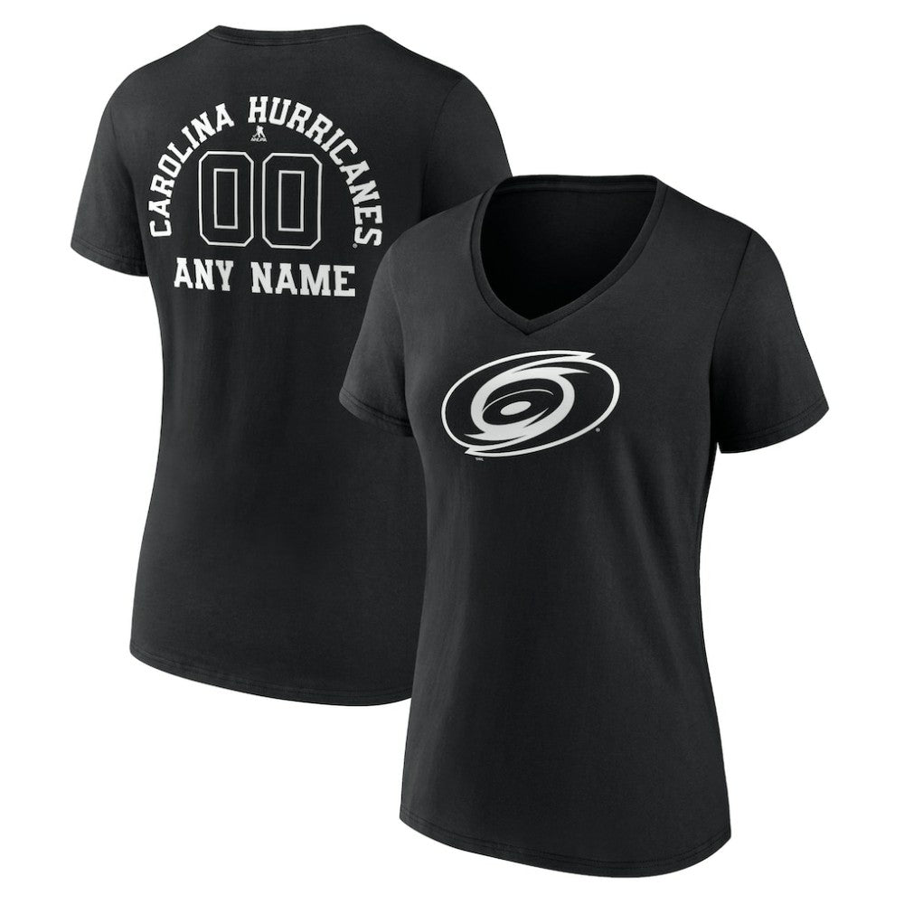 Carolina Hurricanes Women's Personalized Name & Number Monochrome V-Neck T-Shirt Black