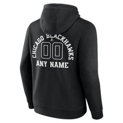 Chicago Blackhawks Personalized Name & Number Monochrome Pullover Hoodie Black